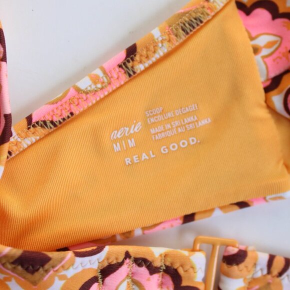 Aerie Twist Scoop Twist Medallion Print Bikini Swim Top Size Medium - Picture 4 of 7